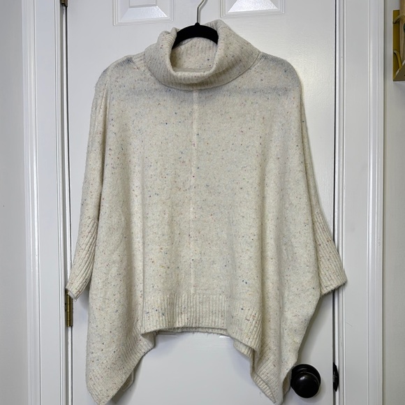 NWOT LOFT Cream Cowl Neck Sweater with Asymmetrical Hem - Picture 3 of 7